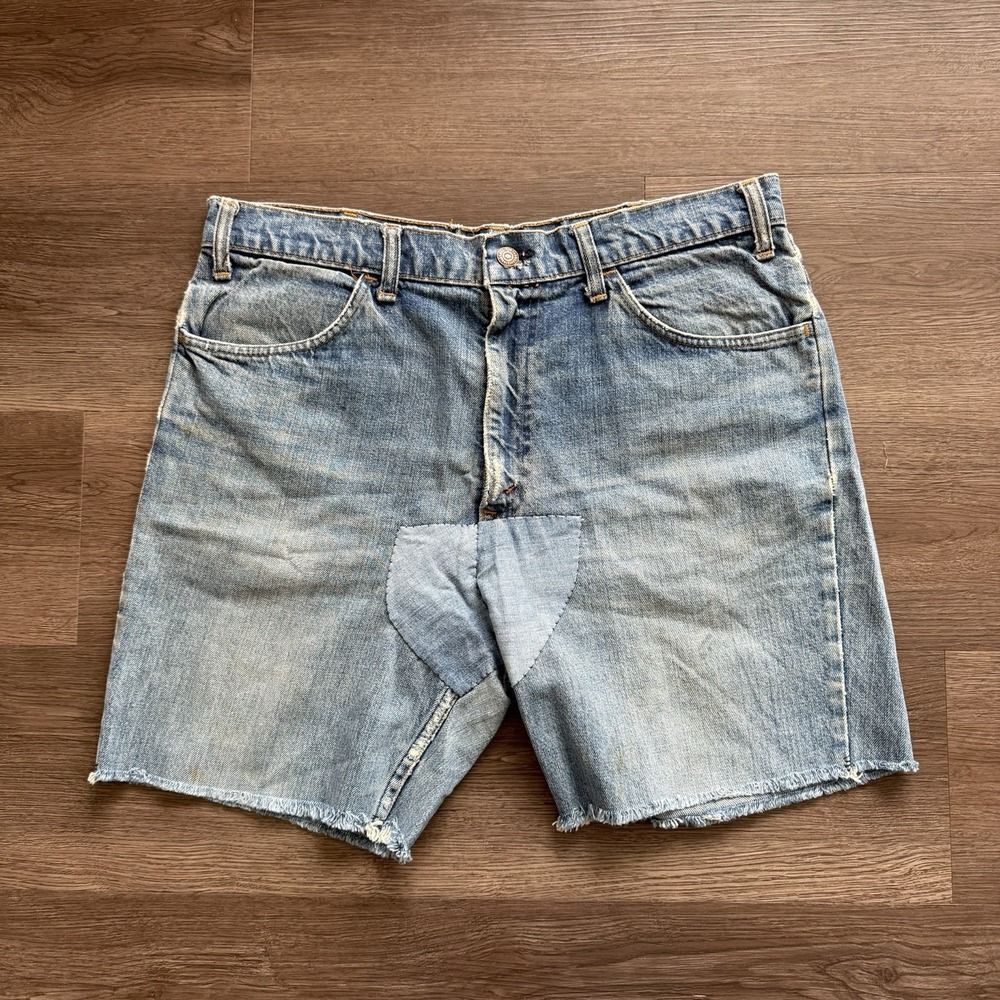 Vintage Levis Big E Jeans Shorts Mens 34 Blue Denim Orange‎ Tab Cut Off Jorts 6"